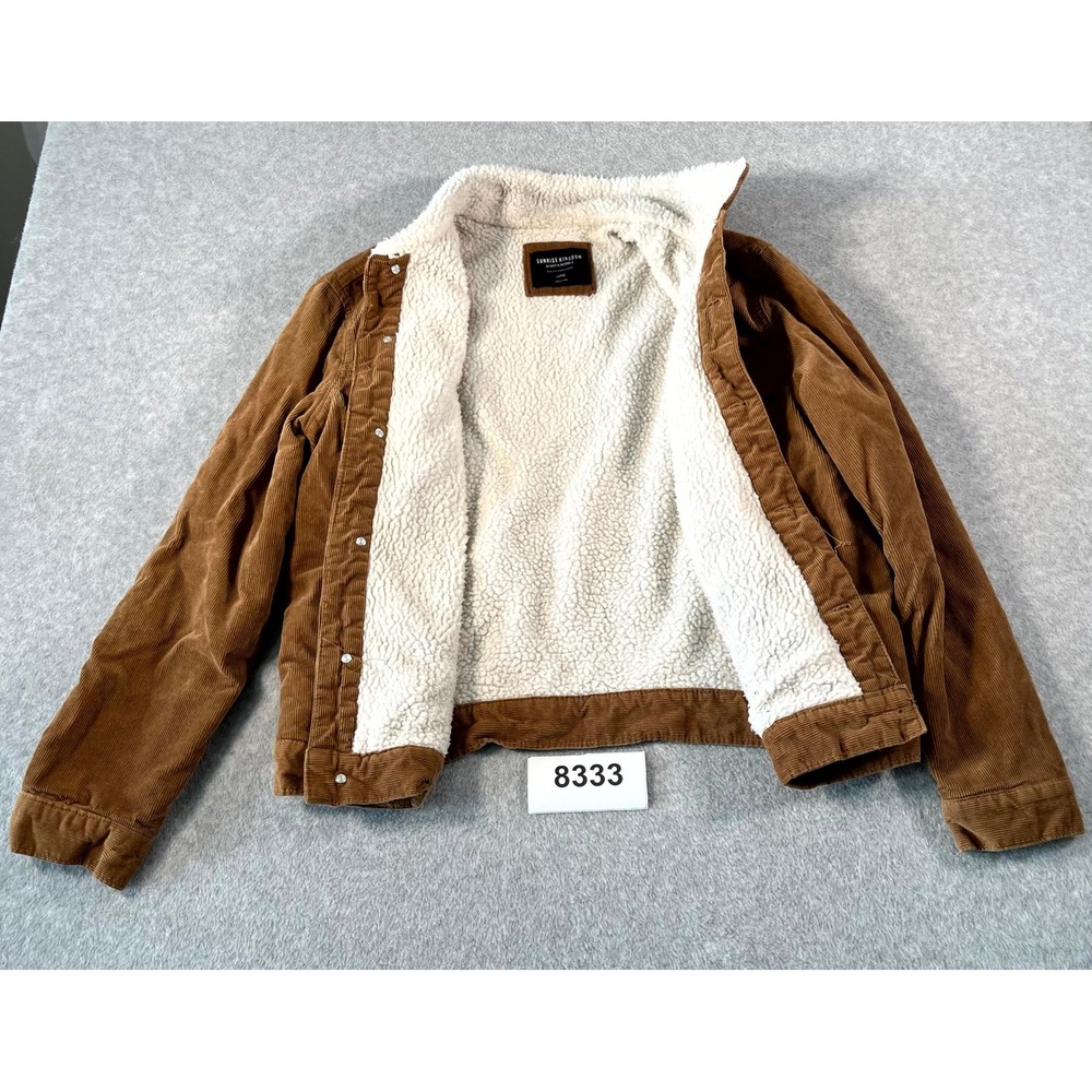 Sunrise Kingdom Jacket Mens Large Brown Corduroy Cotton Sherpa Lined Casual